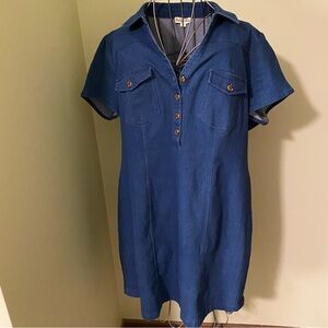 Women's Indigo Rose Short Sleeve Denim Jean Dress Size 3X